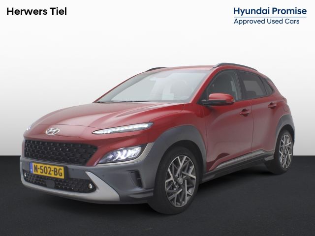 Hyundai Kona 1.6 GDI HEV Premium AUTOMAAT / Dealeronderhouden / Afneembare Trekhaak / 1300kg Trekgewicht / Stoelventilatie / Adaptieve Cruise Control / HUD / 18" LMV / Lederen bekleding /