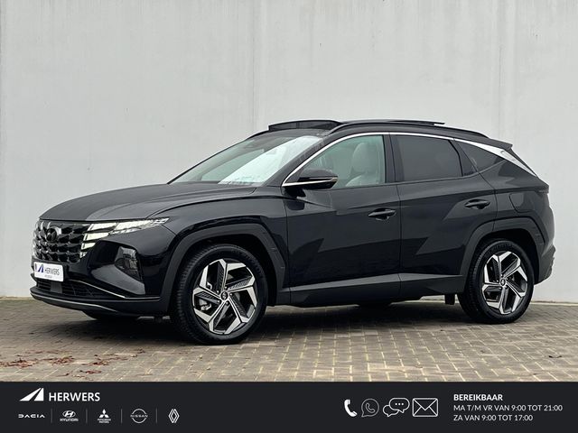 Hyundai Tucson 1.6 T-GDI HEV Premium Sky / Schuif - kanteldak / Afn. trekhaak / Lederen interieur / Navigatie / Verwarmde + gekoelde stoelen + memory / 19 inch LMV.